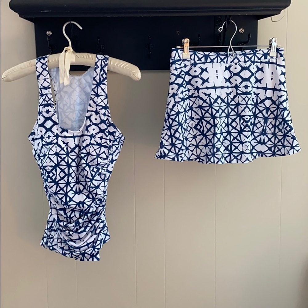 UGD Swim Tankini, Swim Skirt • M/L • Blue & White